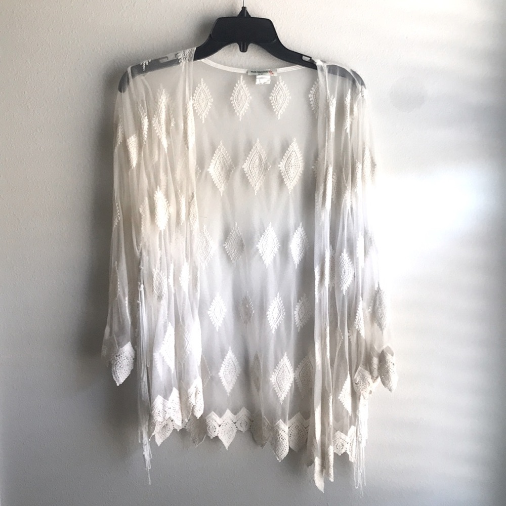 Fringe sleeve kimono
